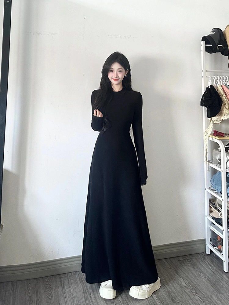 Elegant Black Long Sleeve Bodycon Dress for Women - Waist-Cinching Slim-Fit Design, Body-Hugging Style for Spring Fashion Elegant Black Long Sleeve Bodycon Dress for Women - Waist-Cinching Slim-Fit Design, Body-Hugging Style for Spring Fashion