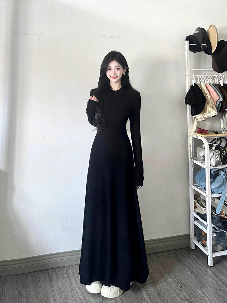 Elegant Black Long Sleeve Bodycon Dress for Women - Waist-Cinching Slim-Fit Design, Body-Hugging Style for Spring Fashion Elegant Black Long Sleeve Bodycon Dress for Women - Waist-Cinching Slim-Fit Design, Body-Hugging Style for Spring Fashion