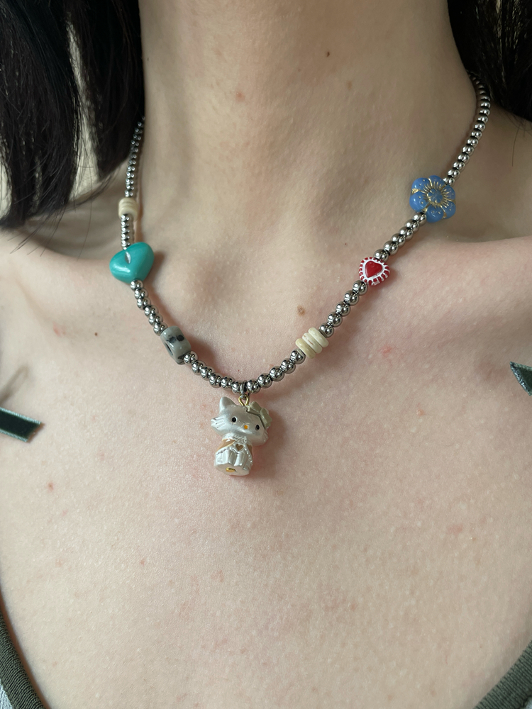 Elegant Cat Choker Necklace with Vintage Czech Beads | Unique Clavicle Chain for Women | Cute Cat Jewelry for Fashion Lovers Elegant Cat Choker Necklace with Vintage Czech Beads | Unique Clavicle Chain for Women | Cute Cat Jewelry for Fashion Lovers