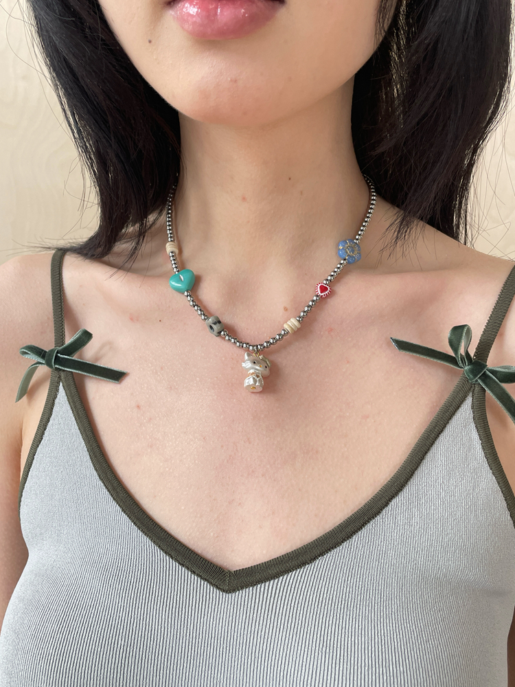 Elegant Cat Choker Necklace with Vintage Czech Beads | Unique Clavicle Chain for Women | Cute Cat Jewelry for Fashion Lovers Elegant Cat Choker Necklace with Vintage Czech Beads | Unique Clavicle Chain for Women | Cute Cat Jewelry for Fashion Lovers