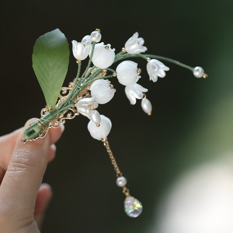 Elegant Chinese Style Lily of the Valley Hairpin - High-End Qipao Accessory for Hanfu - Super Fairy Side Clip Hairpiece for Women