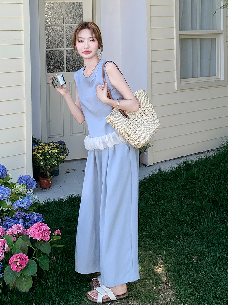 Elegant French Temperament Two-Piece Suit for Women - Summer 2025 High-End Vest & High-Waisted Wide-Leg Pants Set