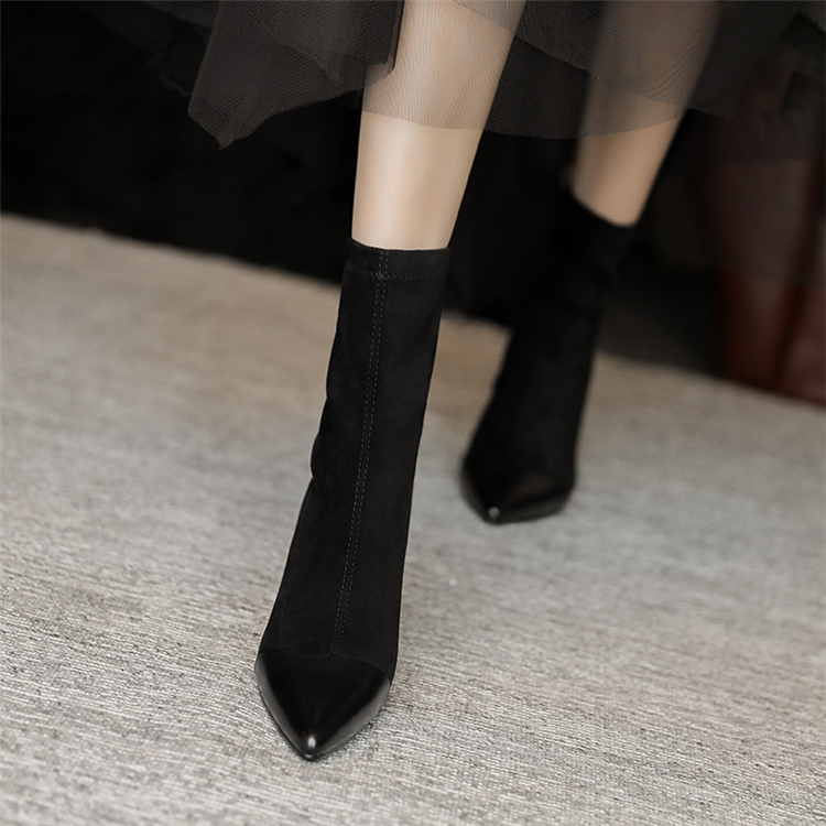 Elegant High-Heeled Sock Boots for Women - 2025 Autumn Winter Pointed Toe Thin Heel Elastic Short Boots Elegant High-Heeled Sock Boots for Women - 2025 Autumn Winter Pointed Toe Thin Heel Elastic Short Boots
