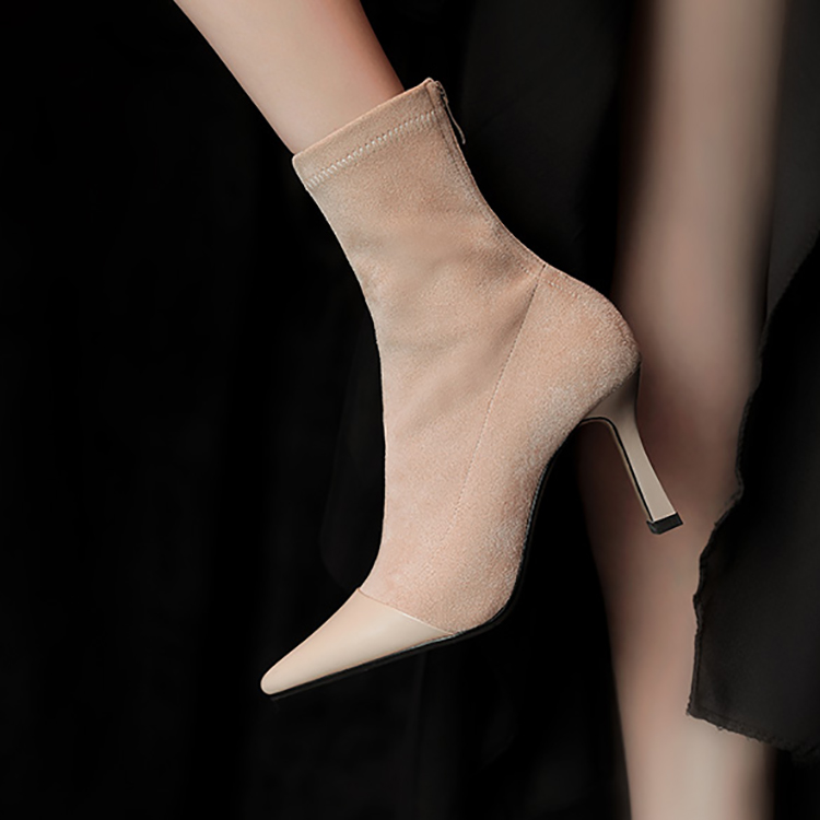 Elegant High-Heeled Sock Boots for Women - 2025 Autumn Winter Pointed Toe Thin Heel Elastic Short Boots Elegant High-Heeled Sock Boots for Women - 2025 Autumn Winter Pointed Toe Thin Heel Elastic Short Boots