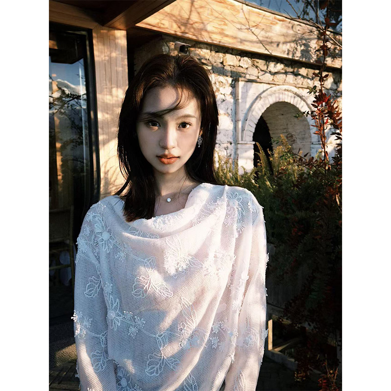 Elegant Hollow White Lace Edge Top - Unique Temperament Fashion Blouse for Women - Chic & Exquisite Style