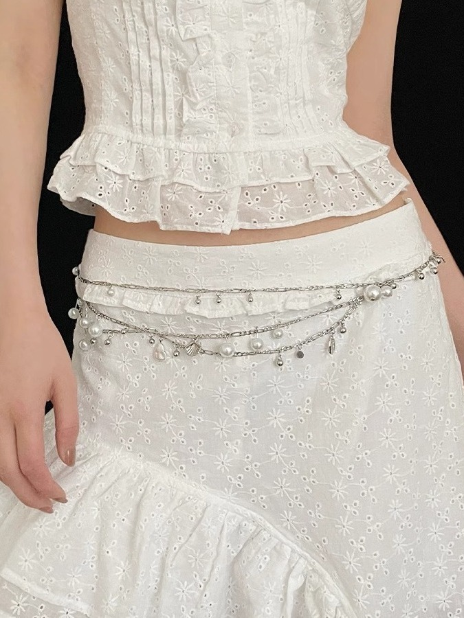 Elegant Imitation Pearl Shell Waist Chain for Women, Versatile Dress Chain Accessory for Parties and Special Occasions Elegant Imitation Pearl Shell Waist Chain for Women, Versatile Dress Chain Accessory for Parties and Special Occasions