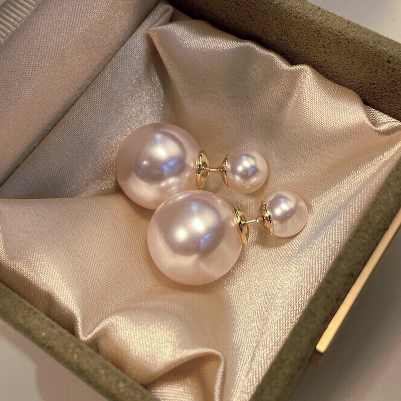 Elegant Large Pearl Earrings for Women - S925 Silver Needle, Zhao Lusi Inspired, High-End Accessories for 2025
