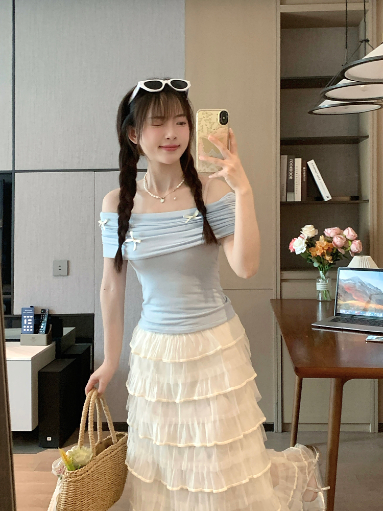 Elegant Layered White Midi Skirt for Summer - Flattering Half-Length Cake Skirt, Sweet and Delicate Style Elegant Layered White Midi Skirt for Summer - Flattering Half-Length Cake Skirt, Sweet and Delicate Style