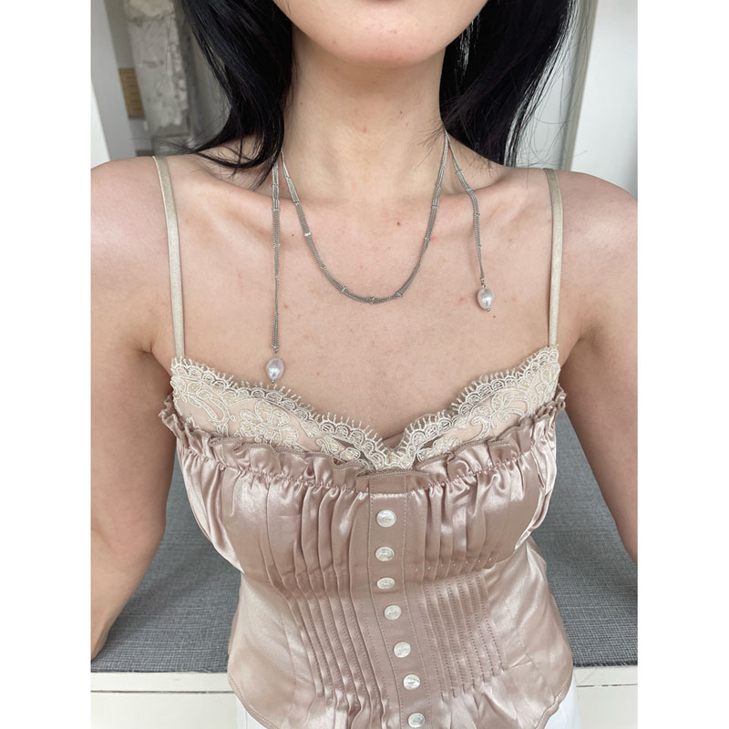 Elegant Minimalist Pearl Wrapped Necklace - Versatile Clavicle Chain for Women, High-End Layered Design for Socialite Style