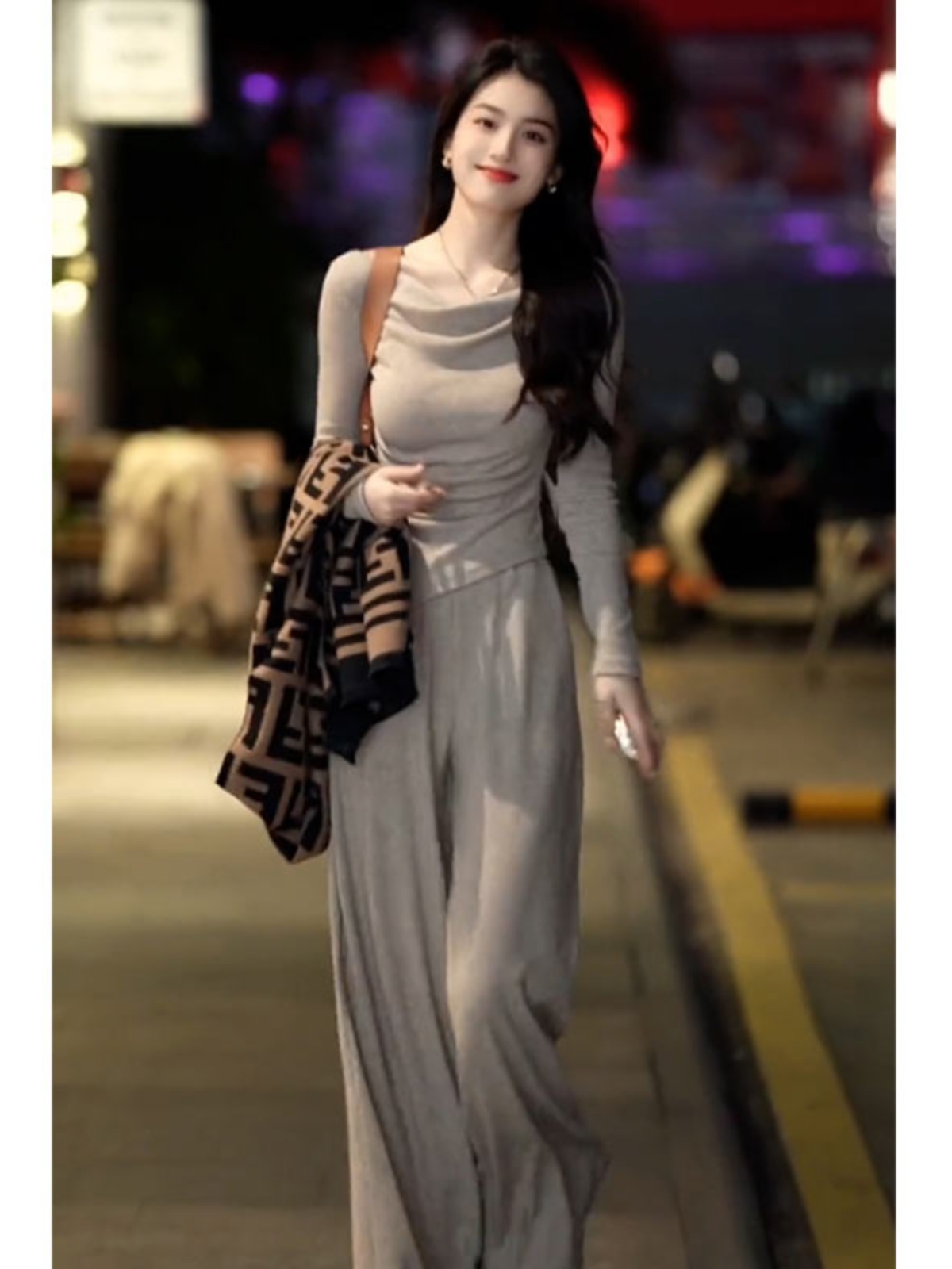 Elegant Off-Shoulder Long Sleeve Top & Wide-Leg Pants Two-Piece Set for Women - French Style Casual Autumn Winter Outfit Elegant Off-Shoulder Long Sleeve Top & Wide-Leg Pants Two-Piece Set for Women - French Style Casual Autumn Winter Outfit