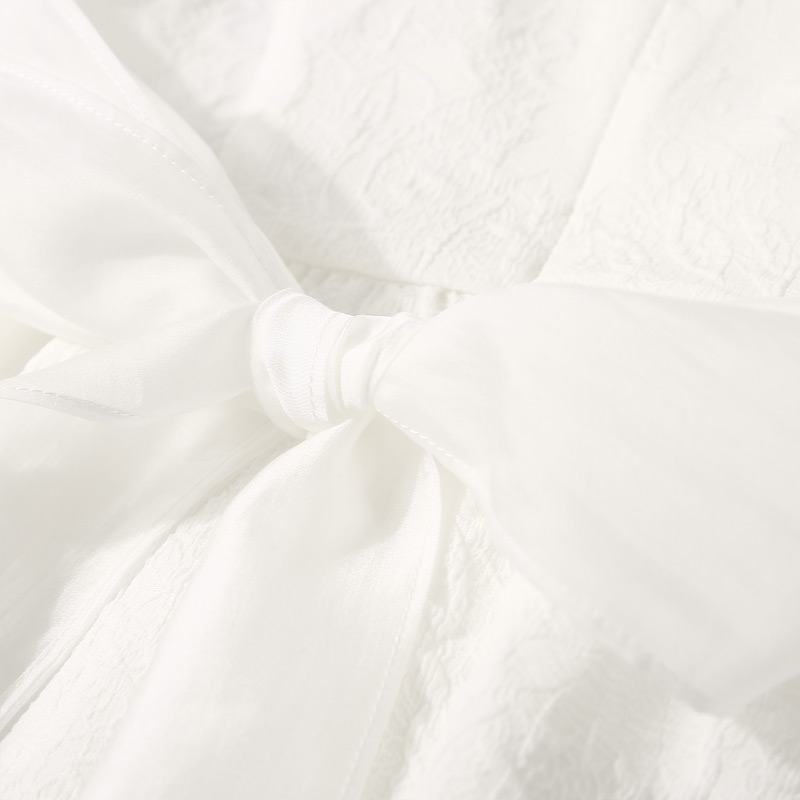 Elegant One-Shoulder Tie Bow Jacquard Dress with Puff Sleeves - Summer European Style for Women Elegant One-Shoulder Tie Bow Jacquard Dress with Puff Sleeves - Summer European Style for Women