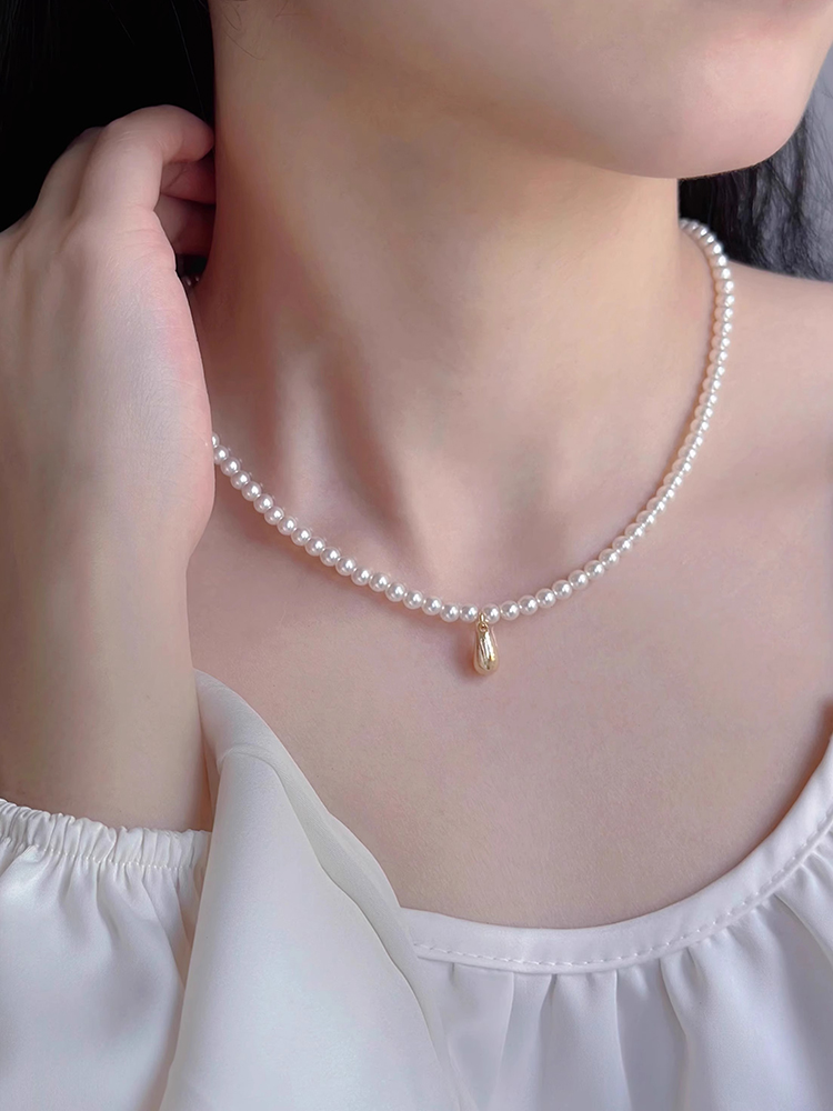Elegant Pearl Drop Clavicle Necklace - Classy French Design, Light Luxury High-End Jewelry for Women