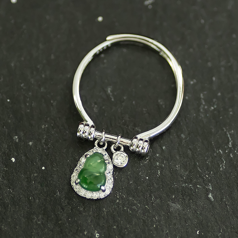 Elegant Pure Silver 925 Jade Gourd Open Ring - Chinese Style National Wind Jewelry, Unique Niche Design