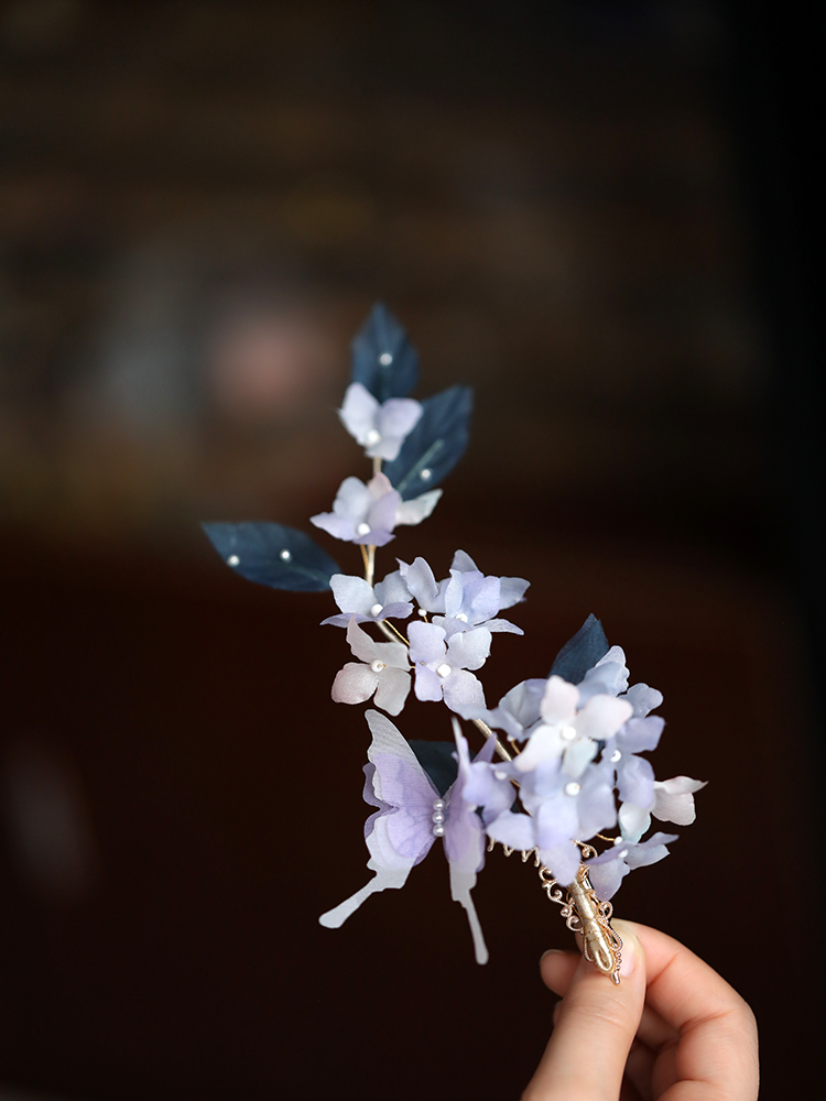 Elegant Purple Silk Embossed Hanfu Headdress Hairpin - Classical Dance Accessory, Ancient Style Duckbill Clip for Fairy Looks Elegant Purple Silk Embossed Hanfu Headdress Hairpin - Classical Dance Accessory, Ancient Style Duckbill Clip for Fairy Looks