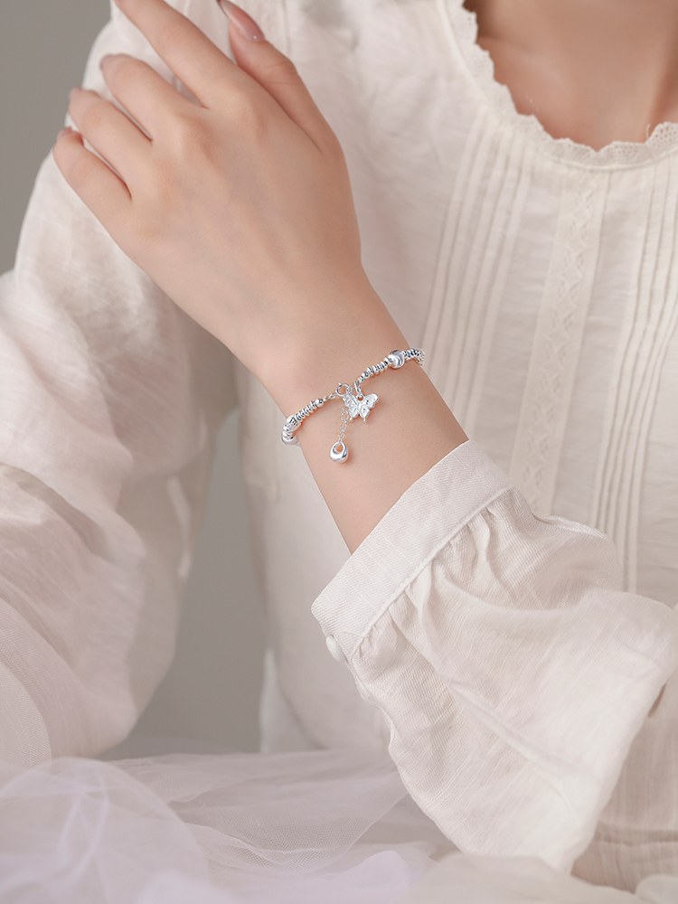Elegant S925 Pure Silver Butterfly Bracelet for Women, High-End Exquisite Bead Design, Perfect for Classy Occasions and Everyday Wear Elegant S925 Pure Silver Butterfly Bracelet for Women, High-End Exquisite Bead Design, Perfect for Classy Occasions and Everyday Wear