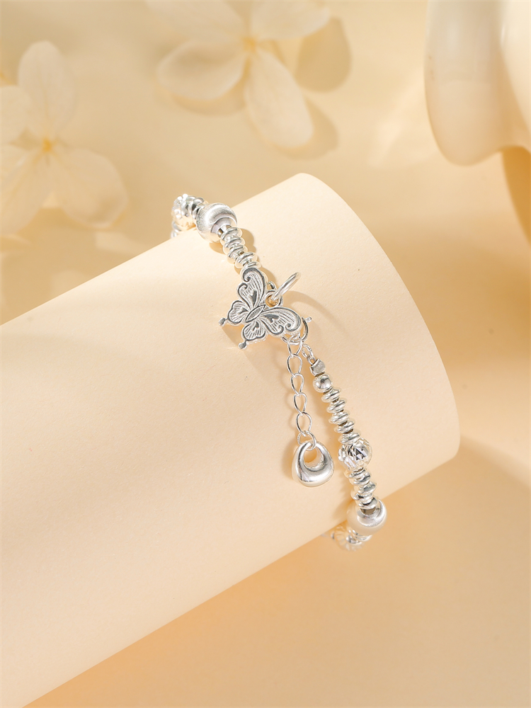 Elegant S925 Pure Silver Butterfly Bracelet for Women, High-End Exquisite Bead Design, Perfect for Classy Occasions and Everyday Wear Elegant S925 Pure Silver Butterfly Bracelet for Women, High-End Exquisite Bead Design, Perfect for Classy Occasions and Everyday Wear