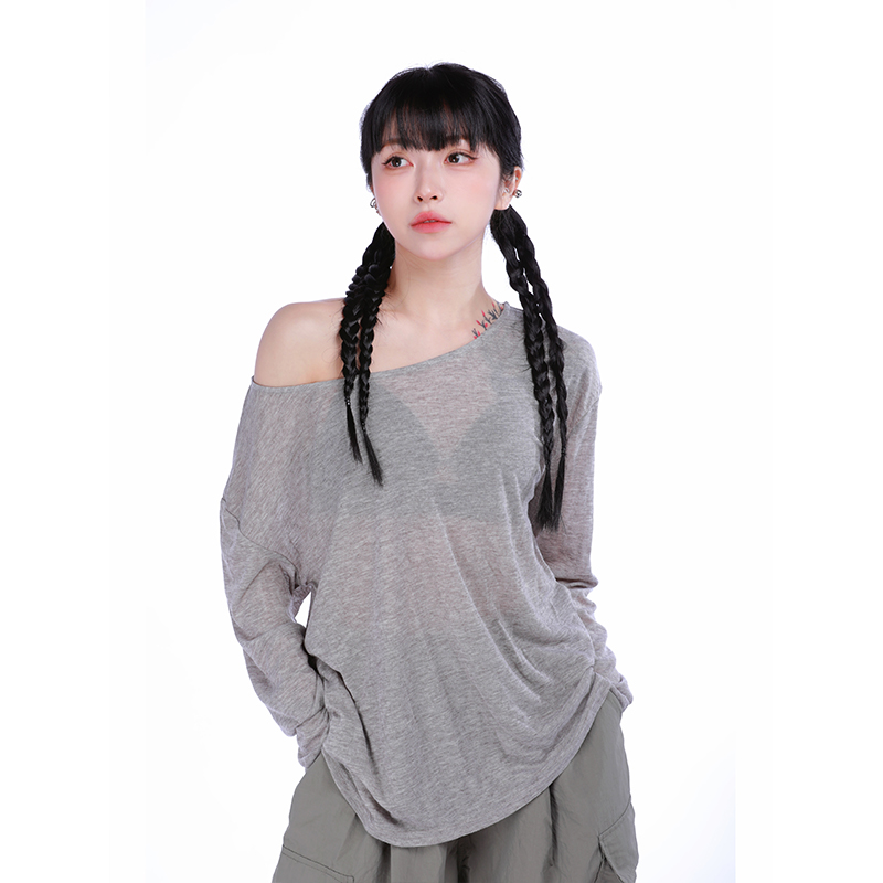 Elegant Sheer Black Long Sleeve Cover-Up Top for Women - Summer Lazy Style Round Neck Dancing Fashion Elegant Sheer Black Long Sleeve Cover-Up Top for Women - Summer Lazy Style Round Neck Dancing Fashion