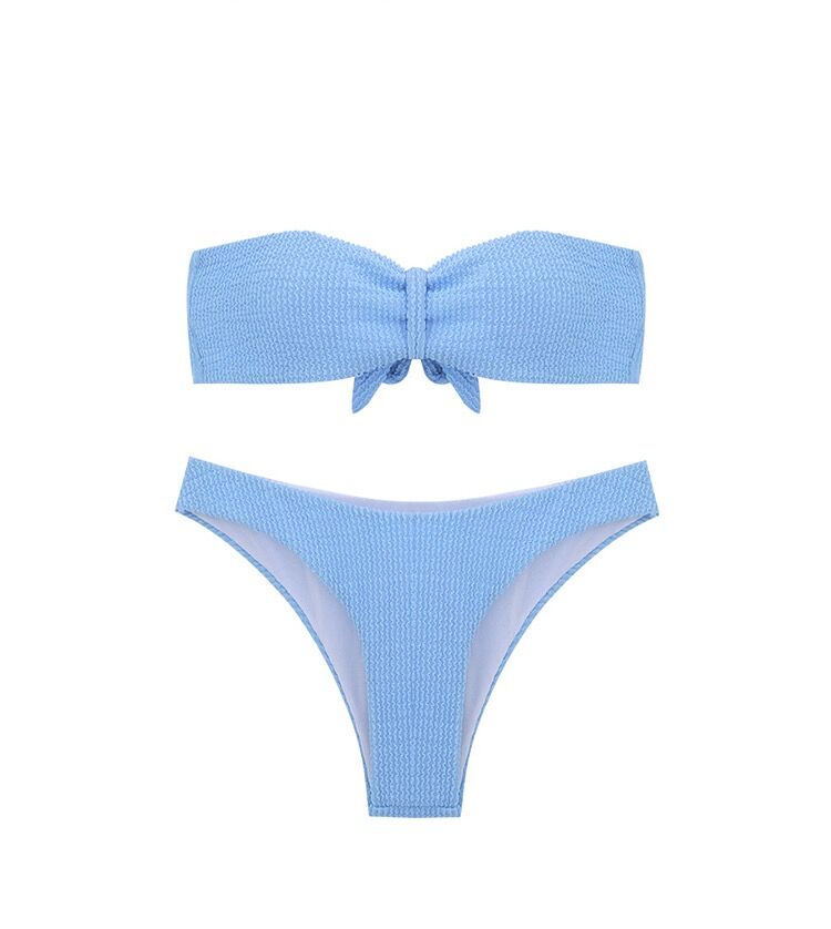 Elegant Strapless Bow Design Two-Piece Swimsuit - Sexy Triangle Bikini for Women, Perfect for Hot Springs and Beach Vacations Elegant Strapless Bow Design Two-Piece Swimsuit - Sexy Triangle Bikini for Women, Perfect for Hot Springs and Beach Vacations