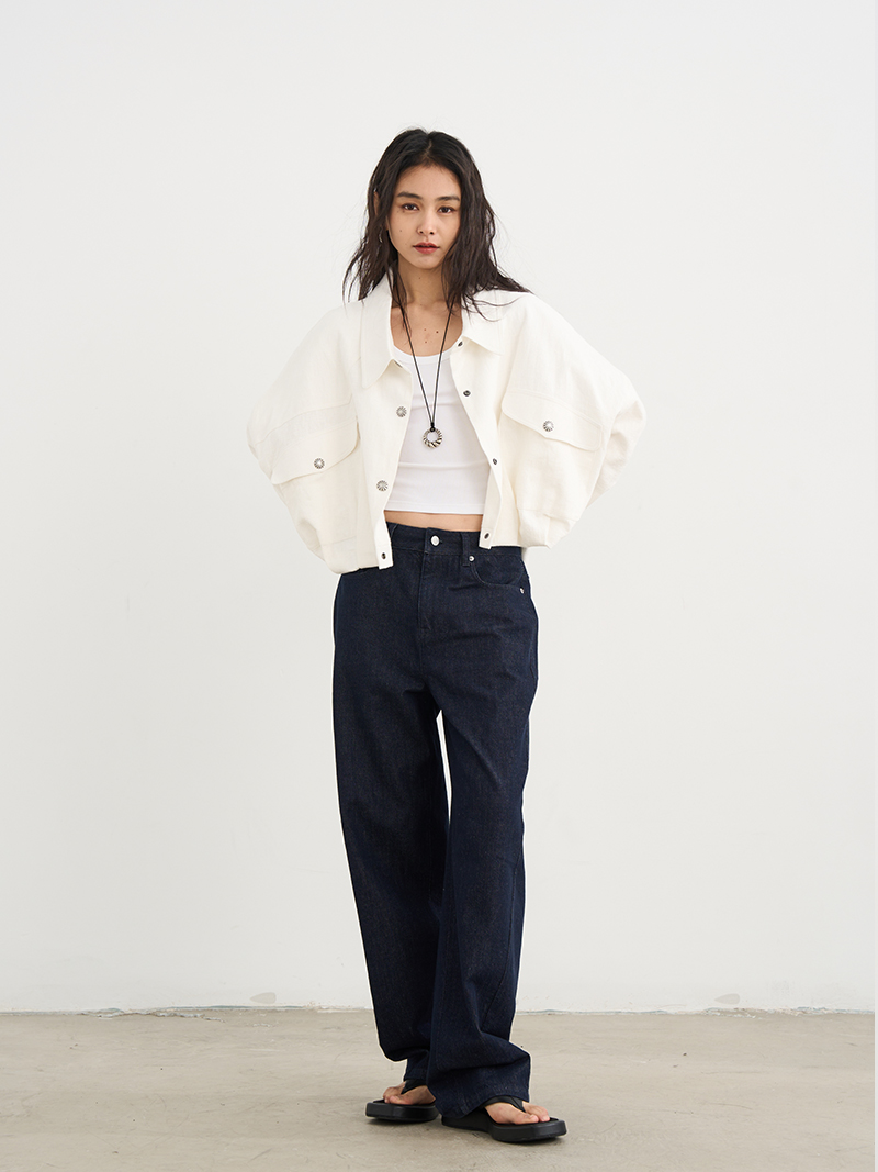 Elegant White Heavy Cotton-Linen Short Jacket for Women - 2025 New Casual Korean Style Versatile Top Elegant White Heavy Cotton-Linen Short Jacket for Women - 2025 New Casual Korean Style Versatile Top