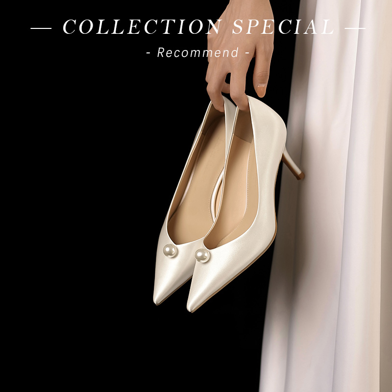 Elegant White Satin Bridal Wedding Dress Shoes - Comfortable High Heels for Women, 2025 New Style, Luxury Design Elegant White Satin Bridal Wedding Dress Shoes - Comfortable High Heels for Women, 2025 New Style, Luxury Design