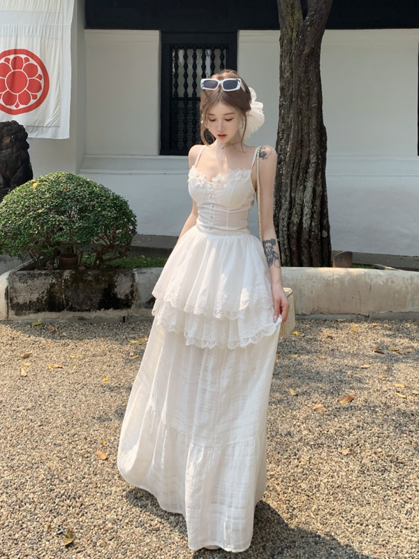 Elegant White Two-Piece Set for Summer - Sweet Style Camisole and Long Skirt Dress - Perfect for 2025 Fashion Trends Elegant White Two-Piece Set for Summer - Sweet Style Camisole and Long Skirt Dress - Perfect for 2025 Fashion Trends