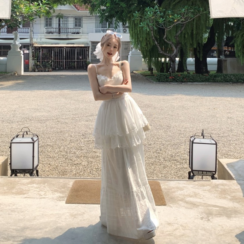 Elegant White Two-Piece Set for Summer - Sweet Style Camisole and Long Skirt Dress - Perfect for 2025 Fashion Trends Elegant White Two-Piece Set for Summer - Sweet Style Camisole and Long Skirt Dress - Perfect for 2025 Fashion Trends