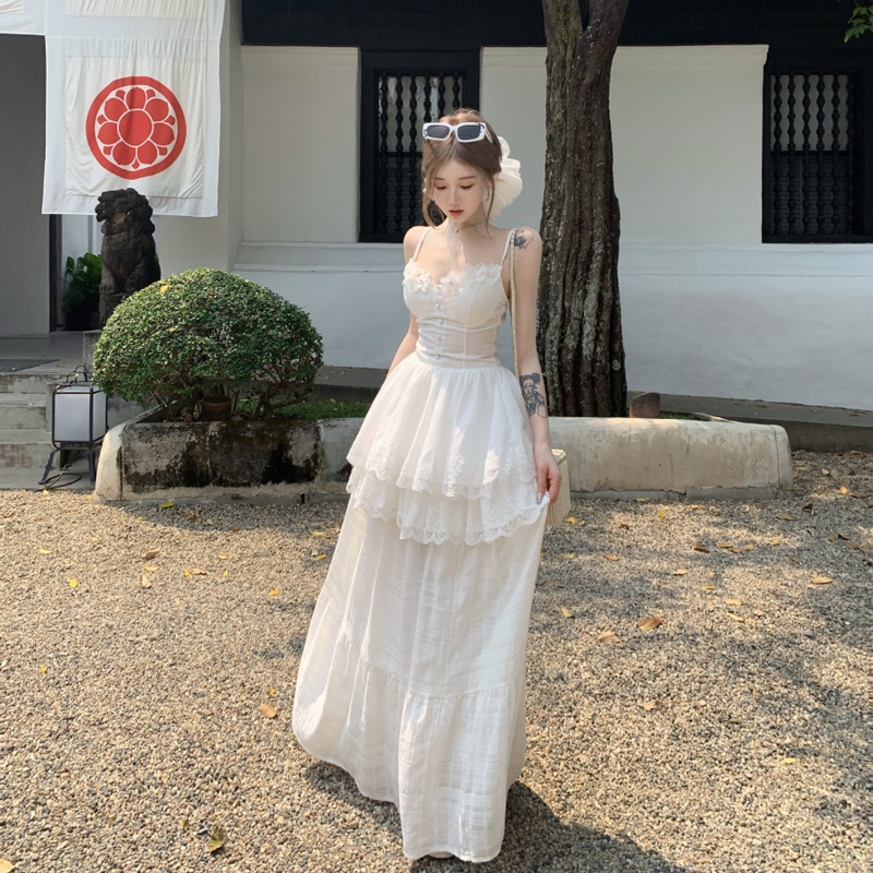 Elegant White Two-Piece Set for Summer - Sweet Style Camisole and Long Skirt Dress - Perfect for 2025 Fashion Trends Elegant White Two-Piece Set for Summer - Sweet Style Camisole and Long Skirt Dress - Perfect for 2025 Fashion Trends