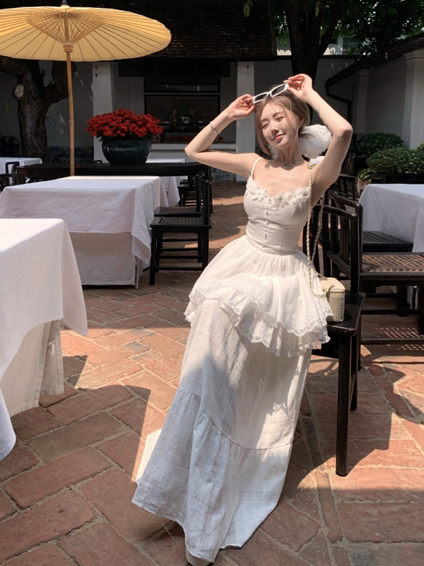 Elegant White Two-Piece Set for Summer - Sweet Style Camisole and Long Skirt Dress - Perfect for 2025 Fashion Trends Elegant White Two-Piece Set for Summer - Sweet Style Camisole and Long Skirt Dress - Perfect for 2025 Fashion Trends
