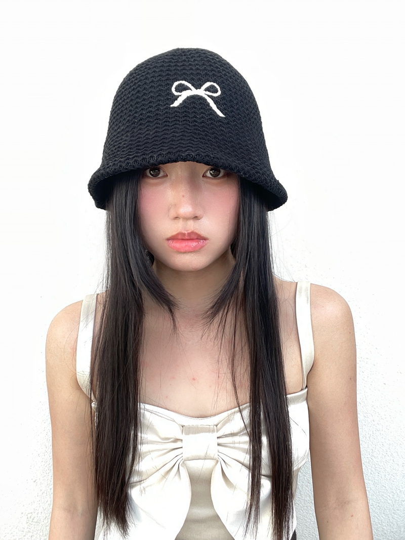 Embroidered Bow Bucket Hat for Women - Thin, Breathable Fisherman Hat, Versatile Sun Hat for Spring and Summer Fashion Embroidered Bow Bucket Hat for Women - Thin, Breathable Fisherman Hat, Versatile Sun Hat for Spring and Summer Fashion