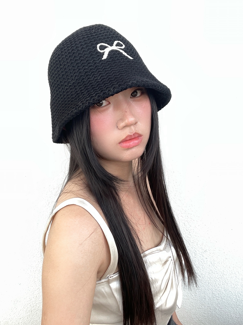 Embroidered Bow Bucket Hat for Women - Thin, Breathable Fisherman Hat, Versatile Sun Hat for Spring and Summer Fashion Embroidered Bow Bucket Hat for Women - Thin, Breathable Fisherman Hat, Versatile Sun Hat for Spring and Summer Fashion