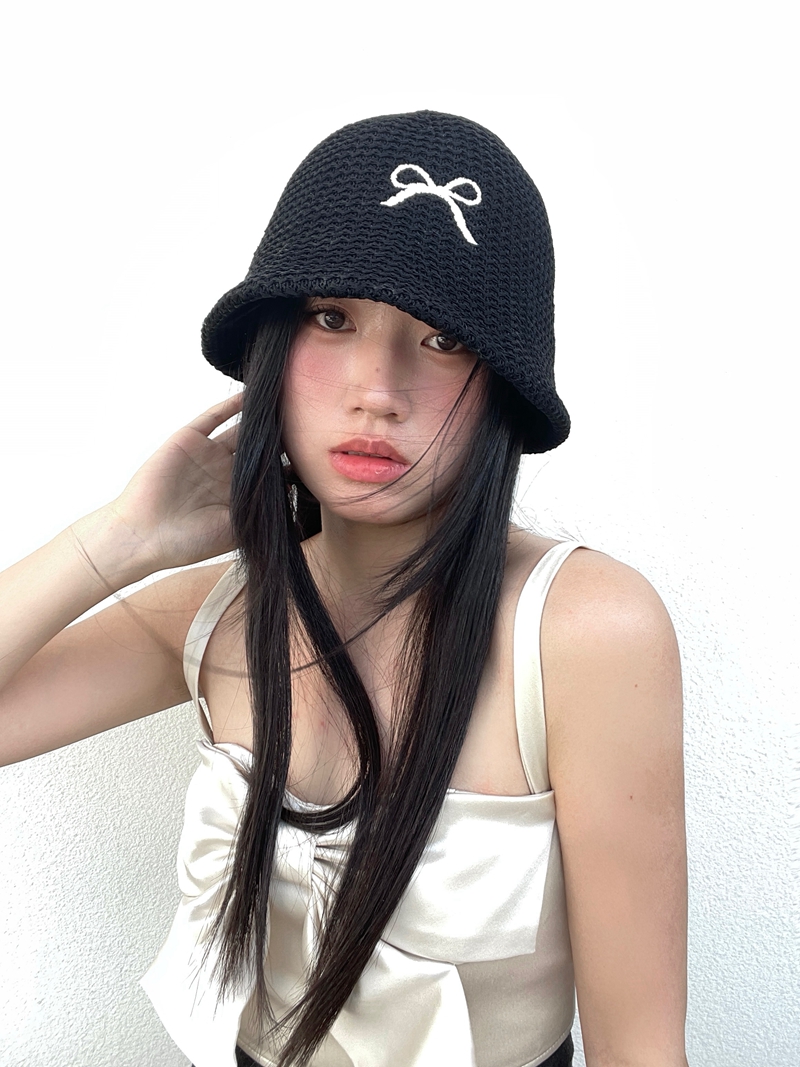 Embroidered Bow Bucket Hat for Women - Thin, Breathable Fisherman Hat, Versatile Sun Hat for Spring and Summer Fashion Embroidered Bow Bucket Hat for Women - Thin, Breathable Fisherman Hat, Versatile Sun Hat for Spring and Summer Fashion