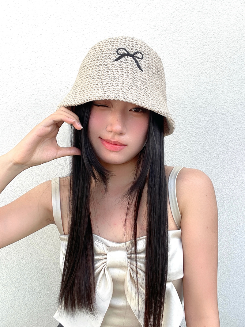 Embroidered Bow Bucket Hat for Women - Thin, Breathable Fisherman Hat, Versatile Sun Hat for Spring and Summer Fashion Embroidered Bow Bucket Hat for Women - Thin, Breathable Fisherman Hat, Versatile Sun Hat for Spring and Summer Fashion