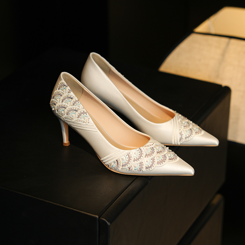 Embroidered High Heels for Weddings & Everyday Wear - Exquisite Dual-Use Bridal Shoes with High-End Comfort