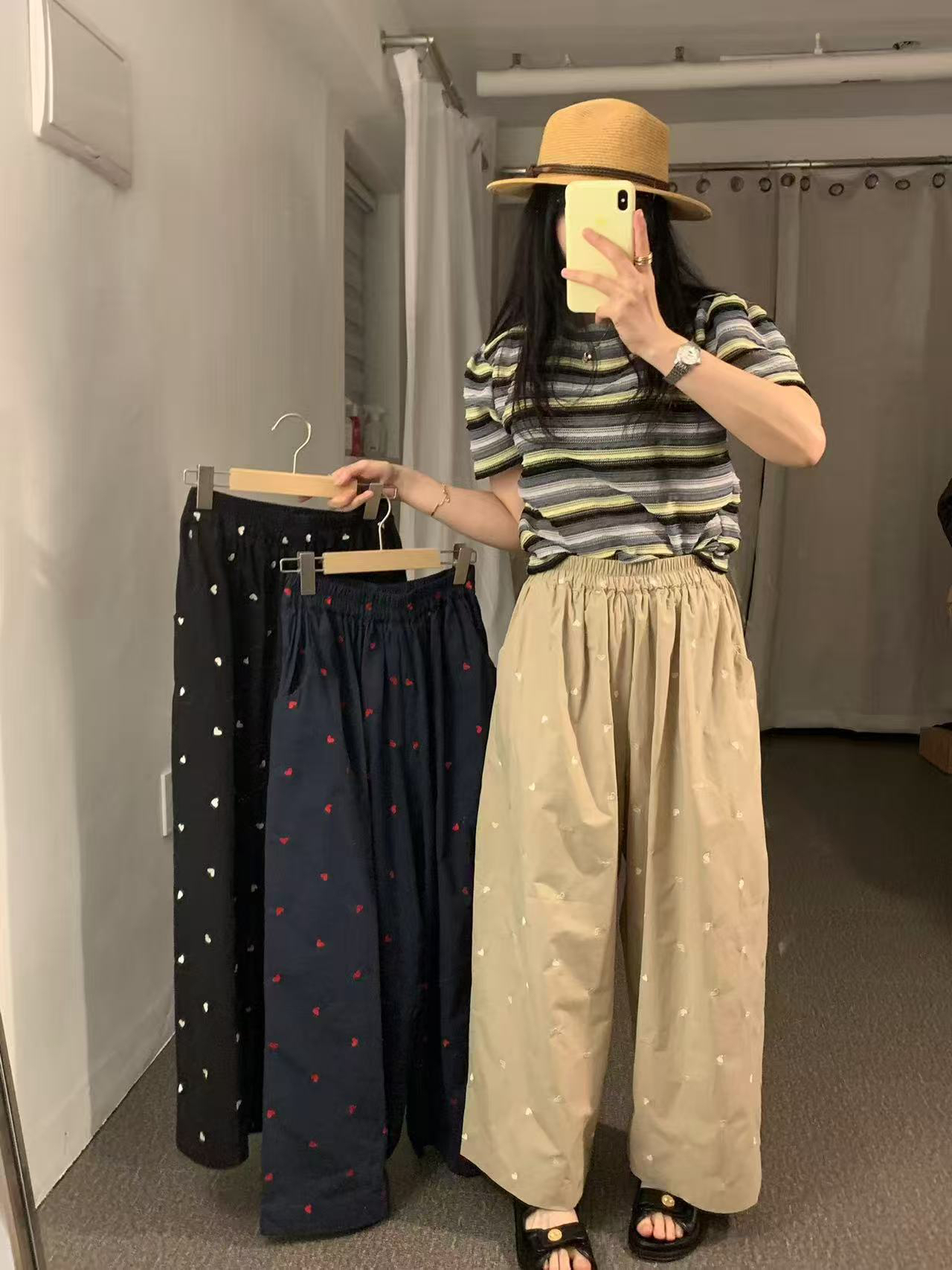 Embroidered Linen Wide-Leg Pants for Women - Summer Loose Fit Sycamore Style, Sun-Protective, Petite-Friendly, Trendy Fashion