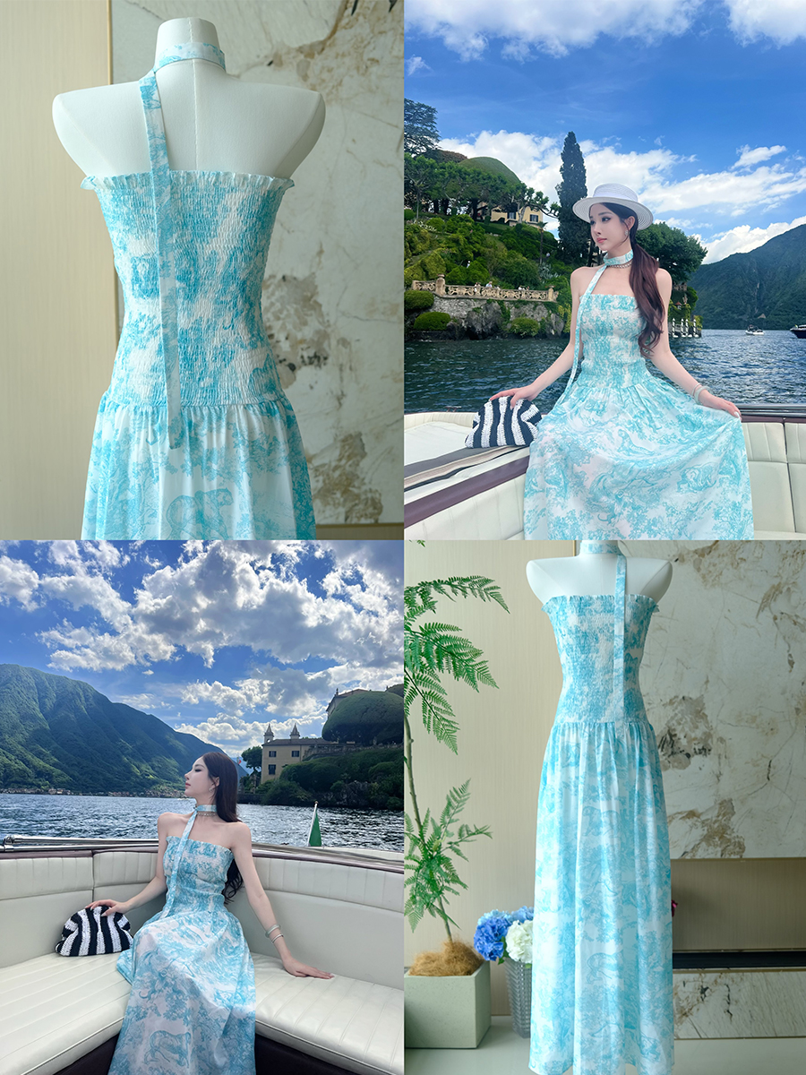 Emerald Garden Floral Print Long Dress for Women - Socialite Style, Spaghetti Strap, Perfect for Tall Individuals, Influencer Approved Emerald Garden Floral Print Long Dress for Women - Socialite Style, Spaghetti Strap, Perfect for Tall Individuals, Influencer Approved