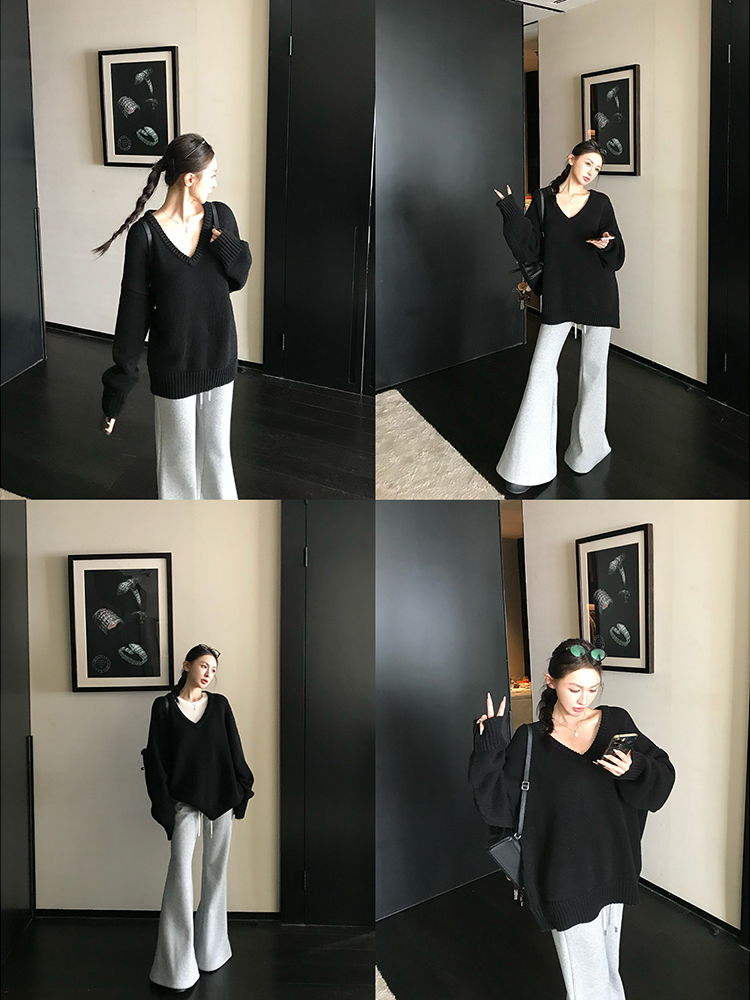 Endless Holiday Oversized V-Neck Knitted Sweater for Women - Thickened Pullover for Spring and Winter, Cozy Casual Style Endless Holiday Oversized V-Neck Knitted Sweater for Women - Thickened Pullover for Spring and Winter, Cozy Casual Style