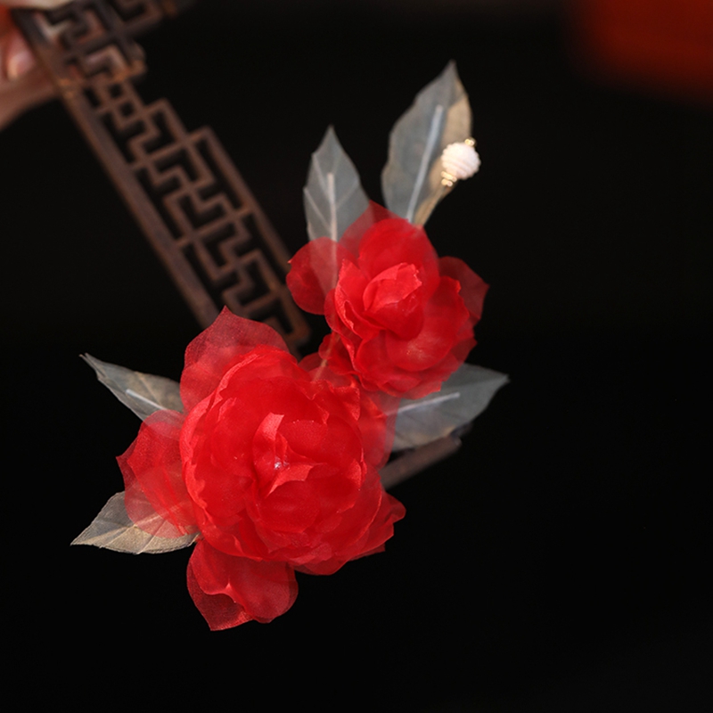 Ethereal Silk Embossed Hair Clips, Ancient Style Hair Accessories, Bride's Xiuhe Headdress, Chinese Cheongsam, Horse-Face Skirt Decor Ethereal Silk Embossed Hair Clips, Ancient Style Hair Accessories, Bride's Xiuhe Headdress, Chinese Cheongsam, Horse-Face Skirt Decor