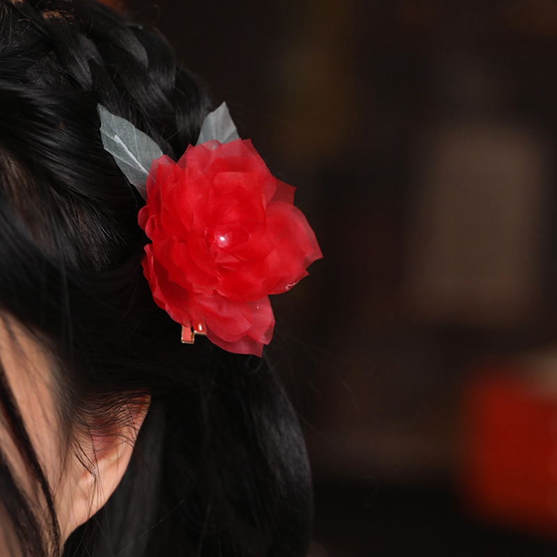 Ethereal Silk Embossed Hair Clips, Ancient Style Hair Accessories, Bride's Xiuhe Headdress, Chinese Cheongsam, Horse-Face Skirt Decor Ethereal Silk Embossed Hair Clips, Ancient Style Hair Accessories, Bride's Xiuhe Headdress, Chinese Cheongsam, Horse-Face Skirt Decor