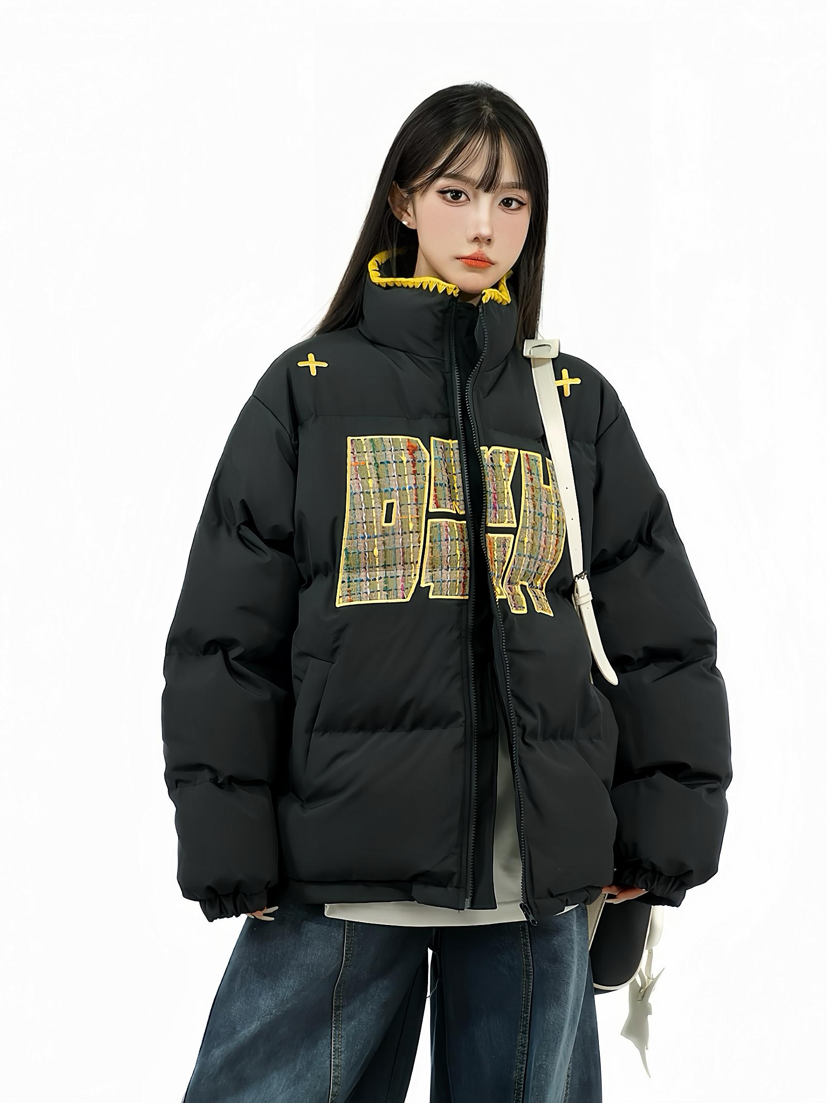Ethnic Embroidery Stand Collar Puffer Jacket - Thick Warm Cotton Winter Coat in National Trend Small Fragrant Style Ethnic Embroidery Stand Collar Puffer Jacket - Thick Warm Cotton Winter Coat in National Trend Small Fragrant Style