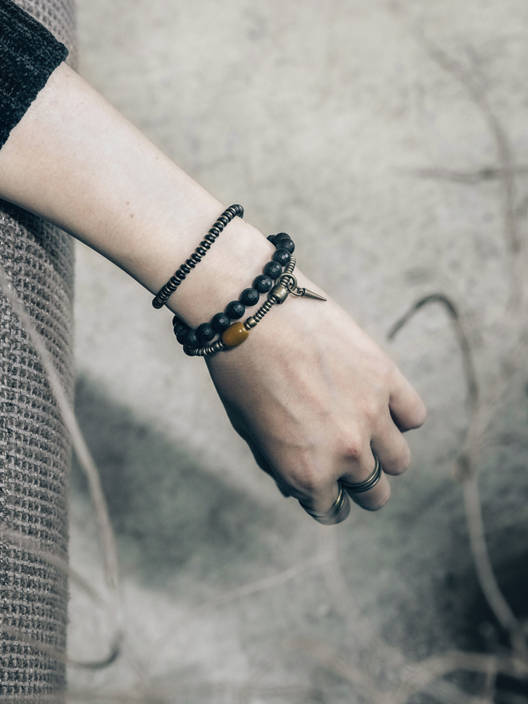 Ethnic Style Matte Black Agate Bracelet for Women - Multi-Layer Beaded Jewelry, Boho Chic Accessory