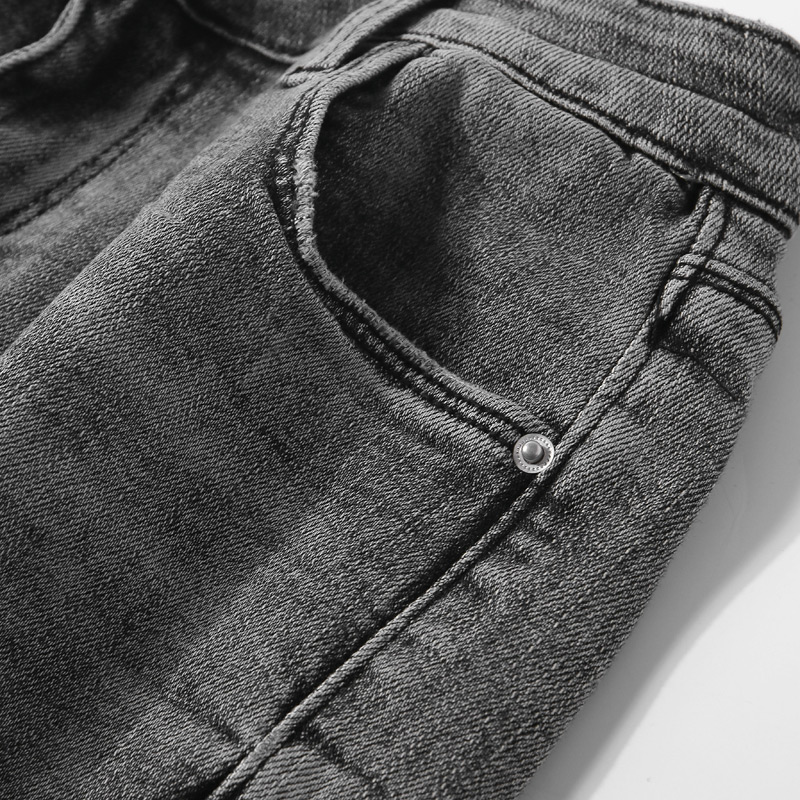 European Style Autumn Frayed Ankle Jeans for Women - Versatile Washed Slim Fit in Cement Gray European Style Autumn Frayed Ankle Jeans for Women - Versatile Washed Slim Fit in Cement Gray