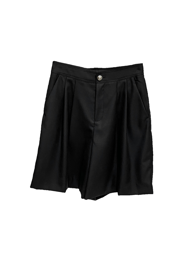 European Style Women's Summer Solid Color Pleated Wide Leg Five-Point Shorts - Versatile Slim Fit for Effortless Chic European Style Women's Summer Solid Color Pleated Wide Leg Five-Point Shorts - Versatile Slim Fit for Effortless Chic