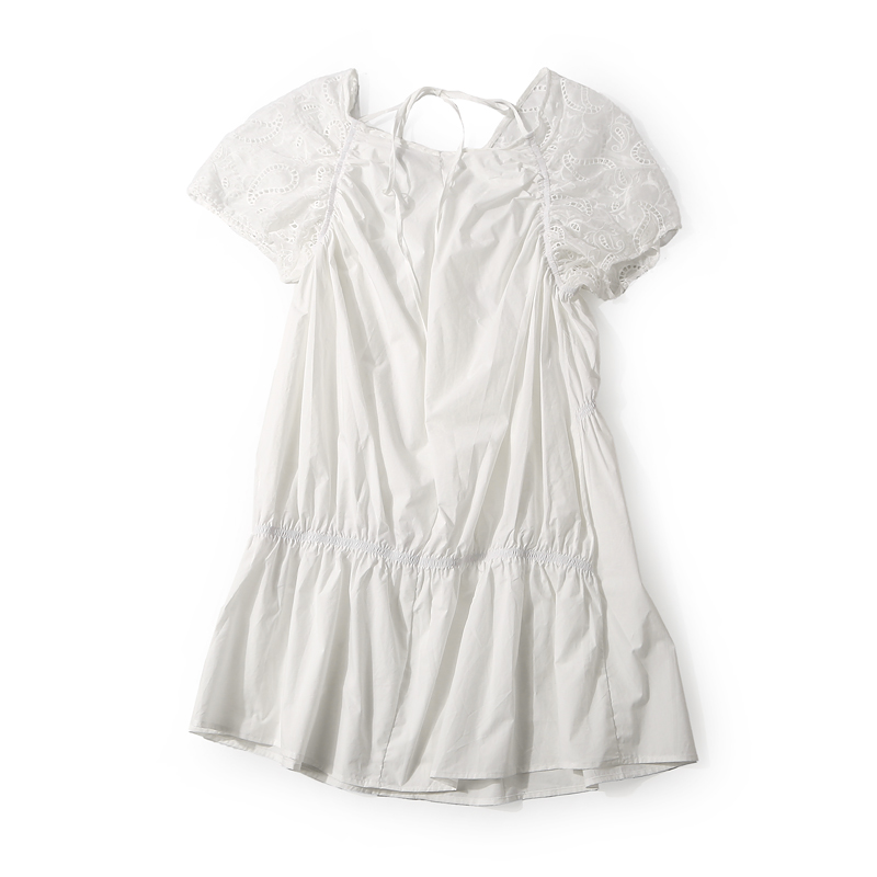 European Summer Lined V-Neck Hollow Embroidered Asymmetrical Pleated Camisole & Dress Two-Piece Set - Stylish 90s Inspired Look