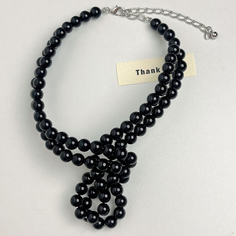 Exaggerated Double-Layer Twisted Knot Pearl Necklace for Women - 2025 Hot-Selling Collarbone Chain, European and American Style