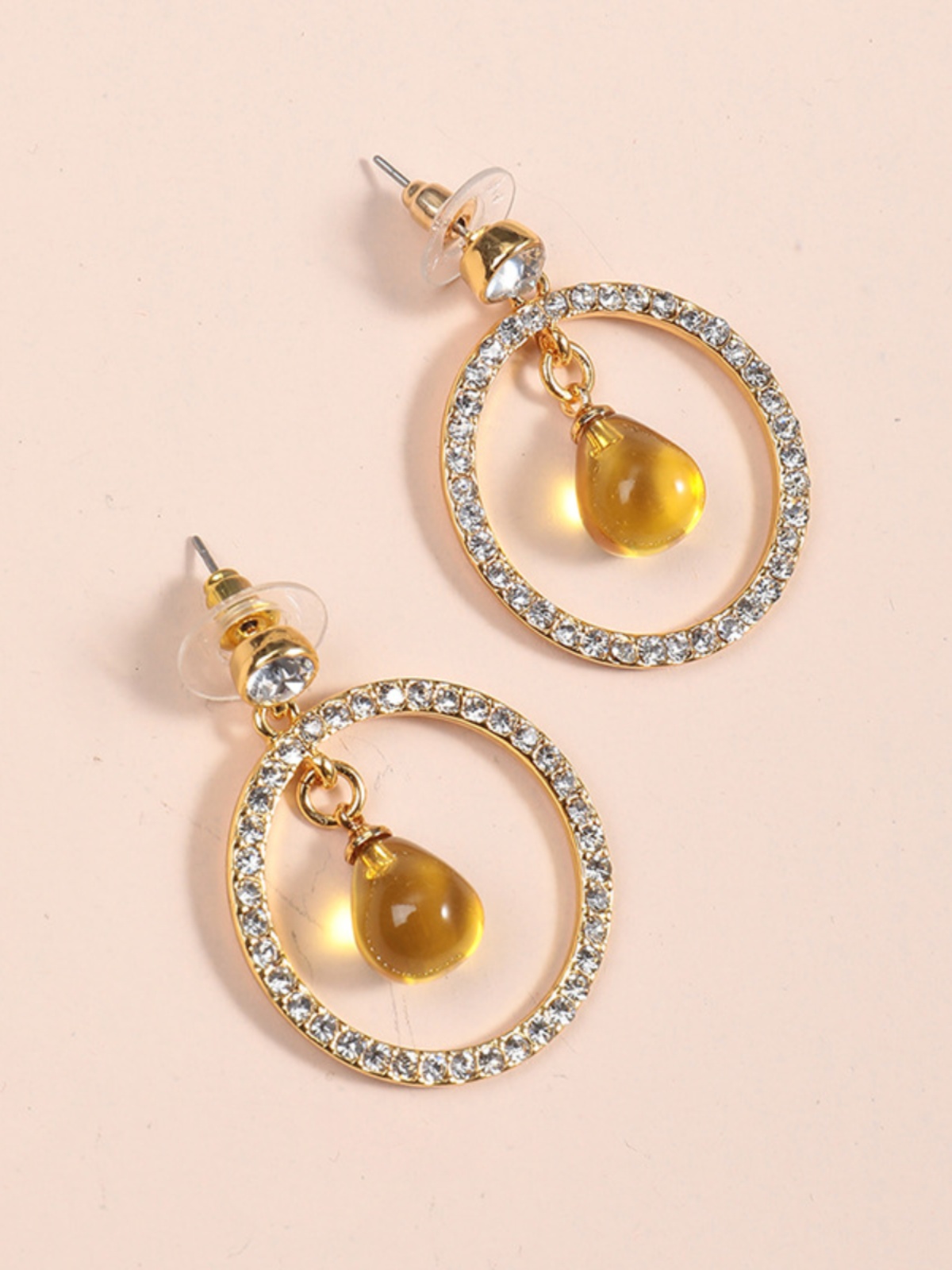 Exaggerated Drop Earrings for Women, Diamond-Studded Circular Design, Korean Style, Versatile High-End Elegant Accessories