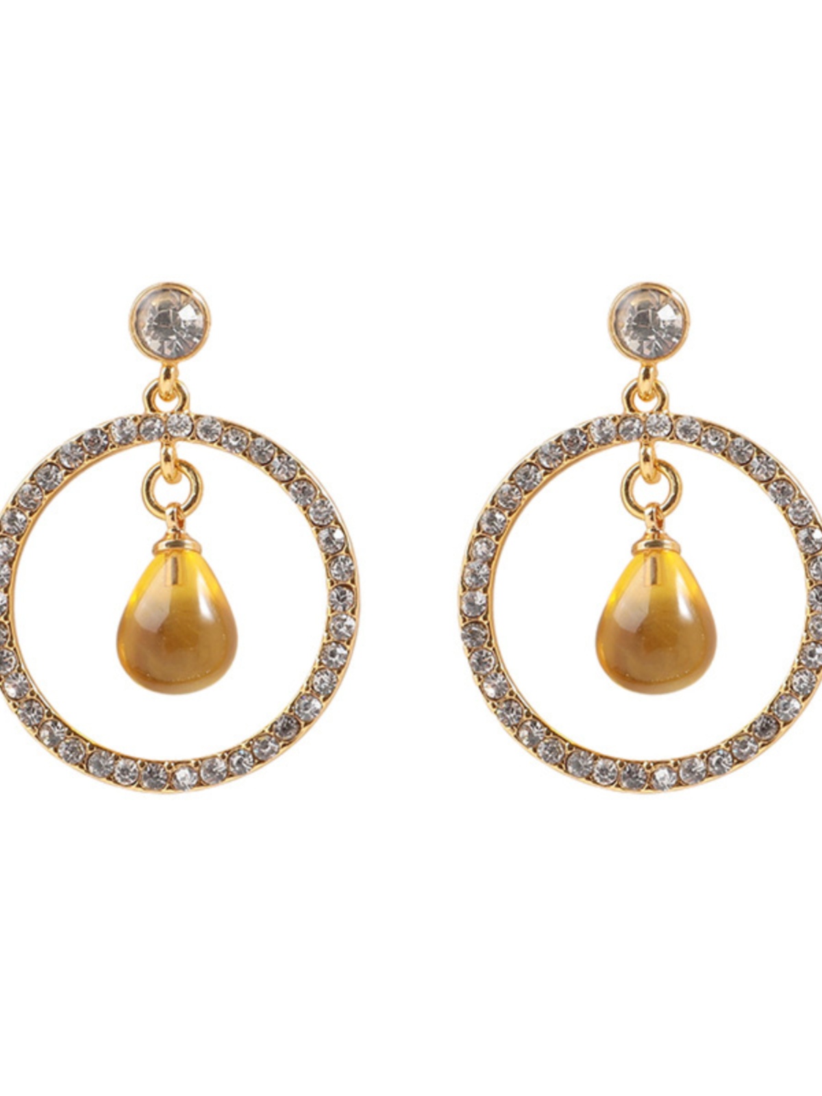 Exaggerated Drop Earrings for Women, Diamond-Studded Circular Design, Korean Style, Versatile High-End Elegant Accessories