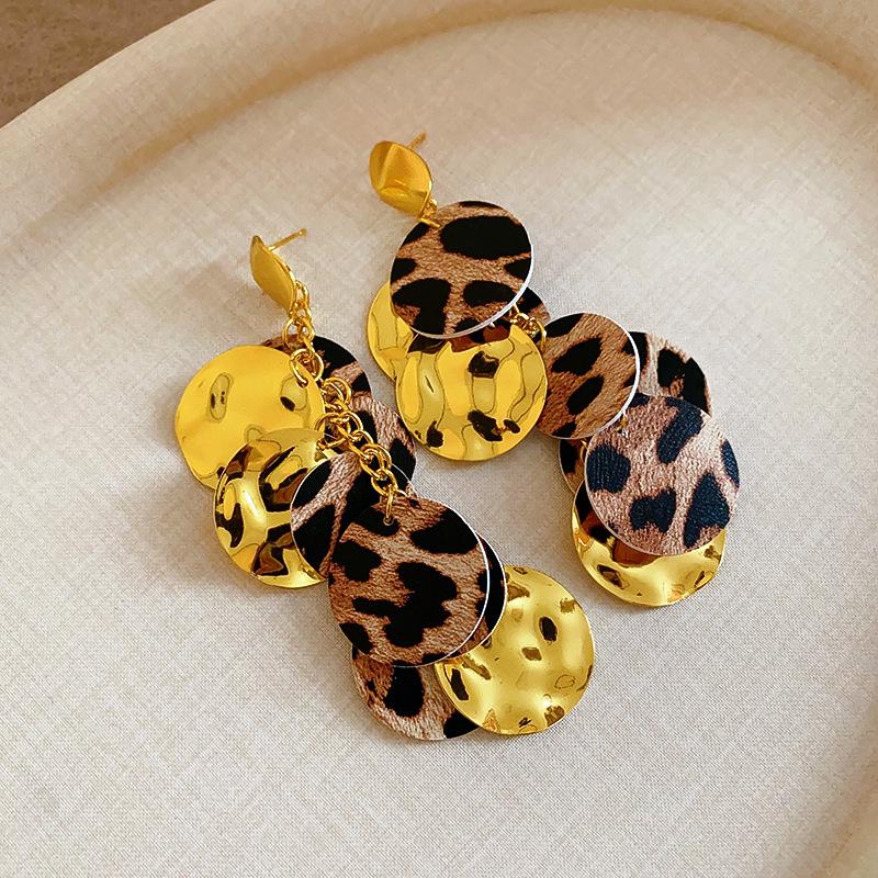 Exaggerated Leopard Print Round Tassel Earrings - Retro Long Design for a Bold, Sexy Look - Trendy Statement Ear Accessories Exaggerated Leopard Print Round Tassel Earrings - Retro Long Design for a Bold, Sexy Look - Trendy Statement Ear Accessories