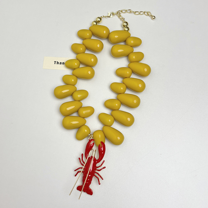 Exaggerated Red Crayfish Beaded Necklace for Women - European American Ocean Vacation Style 2025 Collarbone Chain Exaggerated Red Crayfish Beaded Necklace for Women - European American Ocean Vacation Style 2025 Collarbone Chain
