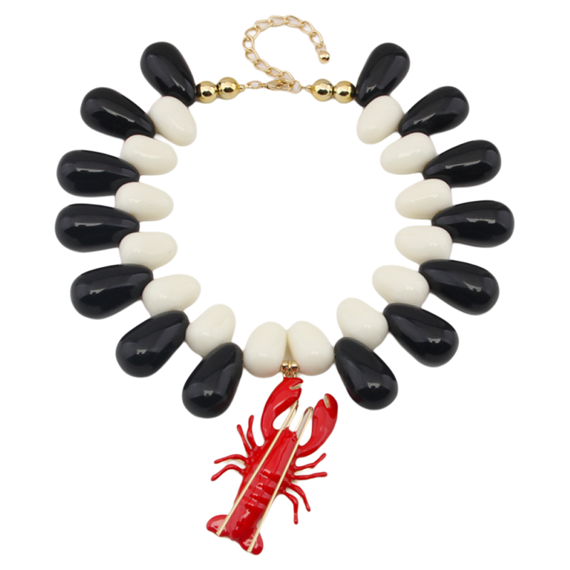 Exaggerated Red Crayfish Beaded Necklace for Women - European American Ocean Vacation Style 2025 Collarbone Chain Exaggerated Red Crayfish Beaded Necklace for Women - European American Ocean Vacation Style 2025 Collarbone Chain