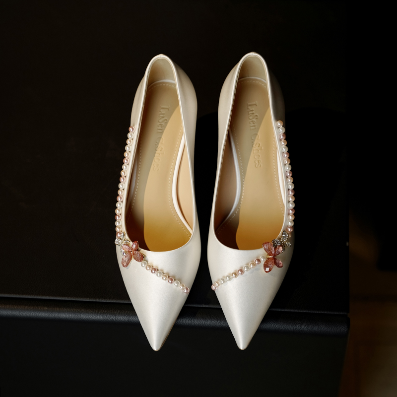 Exquisite French High-End Wedding Shoes for Brides - Luxury Comfortable Heels with Niche Design Exquisite French High-End Wedding Shoes for Brides - Luxury Comfortable Heels with Niche Design